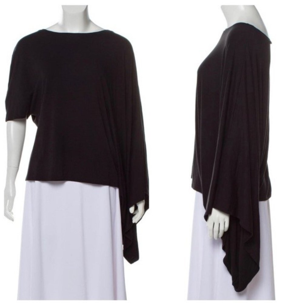 ALEXIS Black Asymmetric Dolman/Batwing Sleeve Top